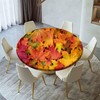 Round Fitted Tablecloths, Autumn Maple Leaves Elastic Edge Table Cover,