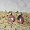 Custom Tumbled Rhodonite Stone Dangling Earrings - 1 Set