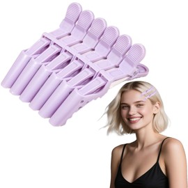 Flomiara 6PCS Crocodile Clips, Professional Hair Clips For Styling, Sectioning Crocodile Hair Clips for Women Girls, Alligator Clips Hair Sectioning Clips for Salon Home Use, Purple