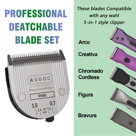 AUDOC 2-Pack Professional Animal 5-in-1 Blade with Adjustable Cutting Length from 0.7-3mm, Compatible with Wahl Arco, Bravura and Moser Arco 1870/1871/1872/1873/1854