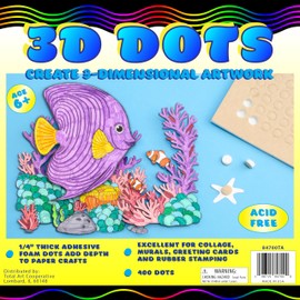 3D Dots, 400 Pieces, Foam Dot Measures 1/4" high x 1/2" Diameter, Double-Sided Adhesive, Pop Dots for Art, Craft, Collage, Card Making and Rubber Stamping