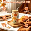 Fall Cups, 16oz Autumn Pumpkin Iced Coffee Glass Cup with
