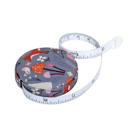 Hobby Gift Tape Measure - Retractable Fabric Covered Sewing Tape Measure - 150cm/60 inch - Woodland Toadstool