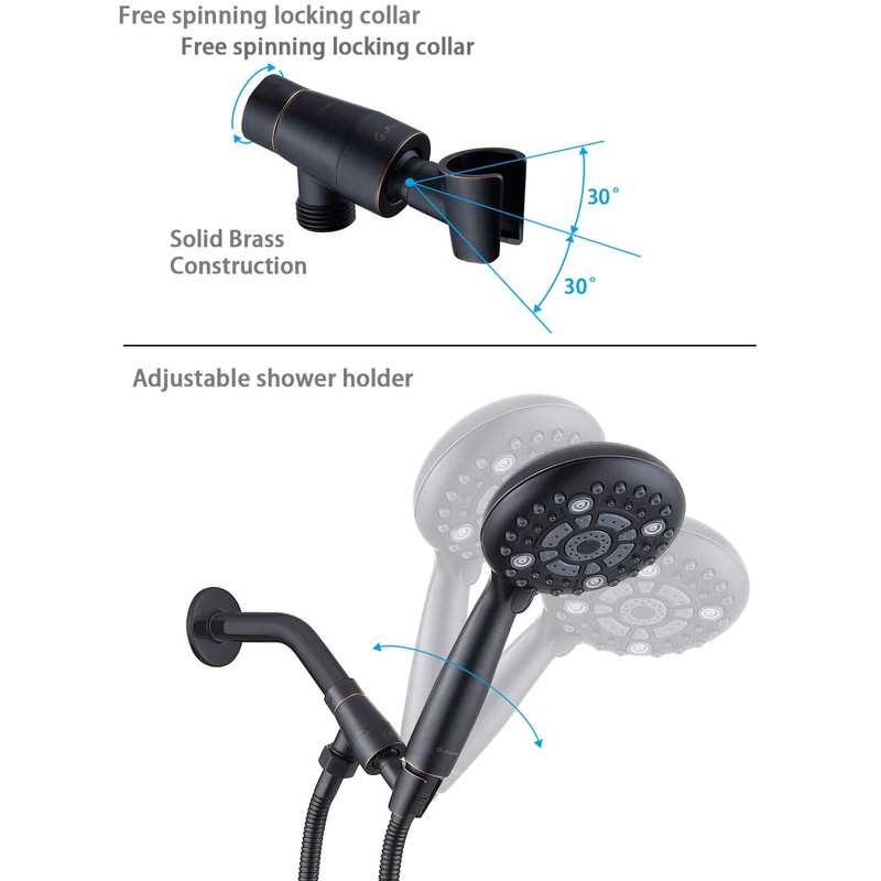 G-Promise Handheld Shower Head High Pressure 6 Spray Settings, Detachable