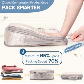 Euqvunn Compression Packing Cubes, XL Large Packing Cubes for Suitcase, Waterproof Suitcase Clothes Organiser Bag, Travel Packing Bag for Backpack, Luggage Cubes for Packing, 4-piece Set XL, L, M, S