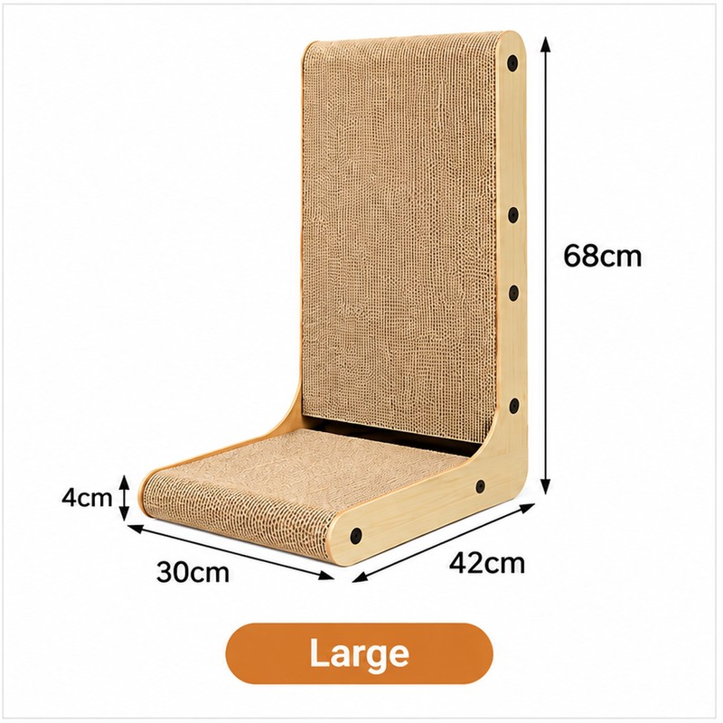 L-Shaped Cat Scratcher for Indoor Cats – Double-Tier Wood Scratching
