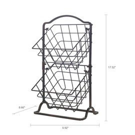 Gourmet Basics by Mikasa General Store 2-Tier Metal Countertop Fruit Storage Basket, Antique Black