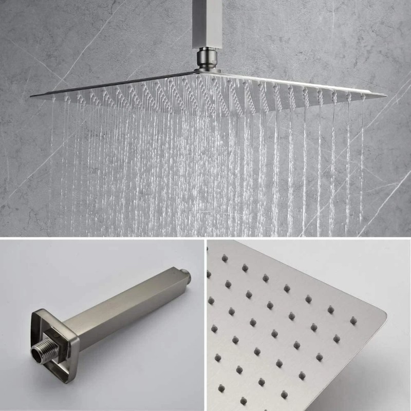 Iriber Brushed Nickel Shower Faucet Set 8-inch Rainfall Head Combo