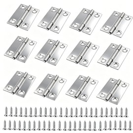 20 Pcs Sliver Small Hinge Hardware, 201 Stainless Steel Folding Butt Hinges with Square Corner for Wooden Box Home Kitchen Doors Cabinets and DIY Projects
