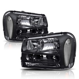 PM PERFORMOTOR 2Pcs Headlights Assembly Compatible with Chevy Trailblazer EXT 02-09 | Headlamps with Smoked Lens Clear Corner