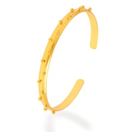 Frigotine Dainty Gold Thin Open Cuff Hammered Bangle Bracelets for Woman, Trendy Statement Minimalist 18k Gold Plated Bracelet Adjustable Jewelry Gifts