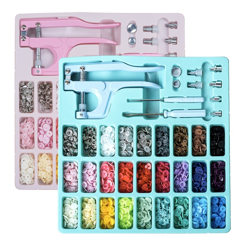 Plastic and Metal Snap Buttons with Snaps Pliers Set,300 Sets