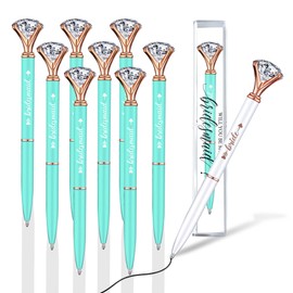 GroomBrideGifts 10 Pcs Bridal Shower Pens Crystal Diamond Ballpoint Pens Bridesmaid Pens for Wedding Baby Shower Bachelorette Party Favors（Turquoise）