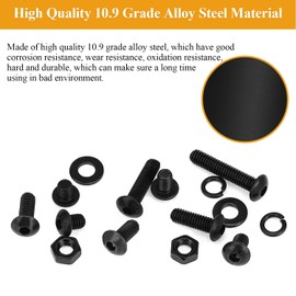 105 Pieces M4 x 10mm Button Head Socket Cap Screws, Thread Pitch 0.7mm, Sutemribor M4 Black Screws, 10.9 Grade Alloy Steel, Black Oxide Finish, Fully Threaded