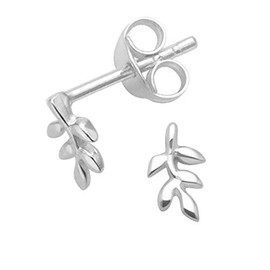 Heather Needham Sterling Silver Leaf Earrings - TINY Teeny Leaf stud Earrings - SIZE: 6mm x 4mm. Gift boxed. Discreet - perfect for work or school 5241