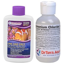 DrTim’s Aquatics Ammonium Chloride Solution One and Only Live Nitrifying Bacteria Aquarium Cycle Start Up Bundle for Saltwater Reef Aquarium (2oz Ammonium + 4oz One Only for 60 Gallon Tank)