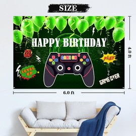 WeBenison Video Game Birthday Backdrop Level Up Gaming Photography Background Banner for Boys Girls Adults Video Game Theme Party Outdoor Indoor Banner Decorations 6x4 ft