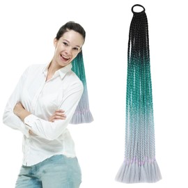 Traziewell Braided Hair Extensions Wavy Braiding Hair Extension 1 Pack Hair Accessories for Girls Ombre Long Hair Accessories for Women Synthetic Hair Pieces Heat Resistant Ponytail Extension 3009