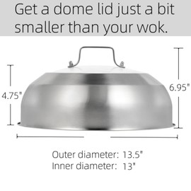 Stainless Steel Basting Cover for 14" Woks, 13.5" (13" Inner Diameter)