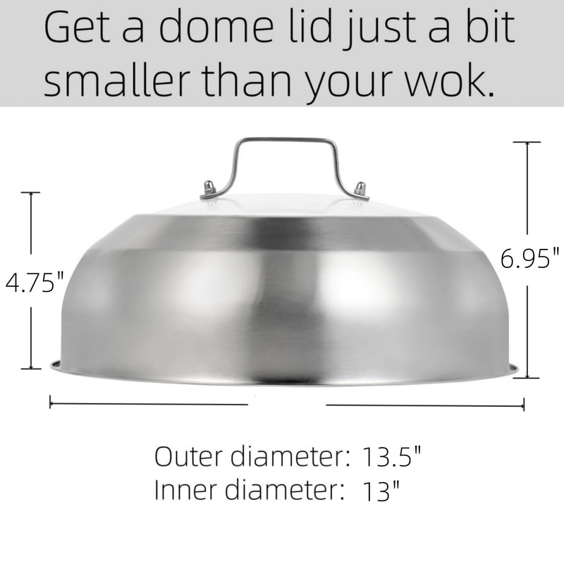 Stainless Steel Basting Cover for 14" Woks, 13.5" (13" Inner