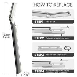 Dermaplane Razor for Women, Face Razor with 3 Stainless Steel Refill Blades