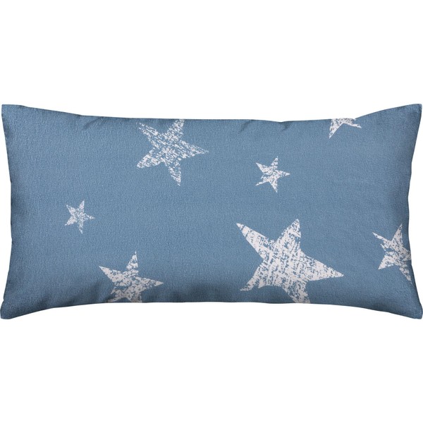 Erwin Müller Reversible Cushion Cover Flannelette Stars and Checks Blue