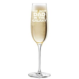 The Best Dad In The Galaxy Engraved Champagne Flute Glass - 2pc set