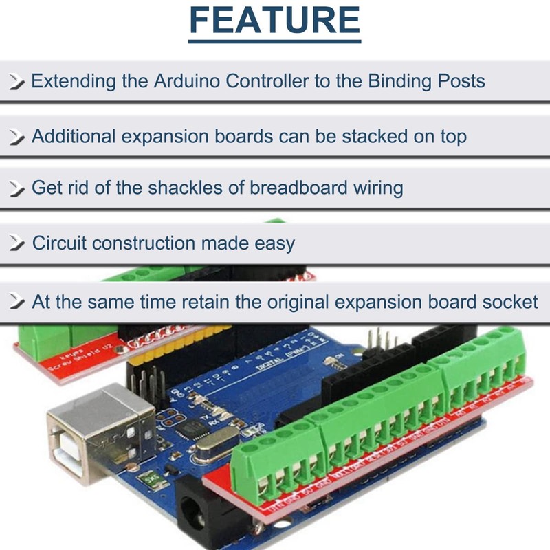 DAOKAI Screw Shield V2 Expansion Card, Stackable PCB Board, Durable,