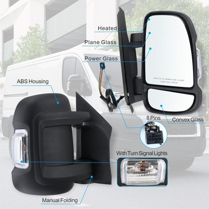 Lqito Right Passenger Side Mirror Compatible with 2014-2026 Ram Promaster