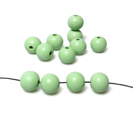 20mm Wood Beads Light Green Colored Wooden Beads with 4mm for Beaded Garland/Wood Tassels/Farmhouse Ornament, 40Pcs