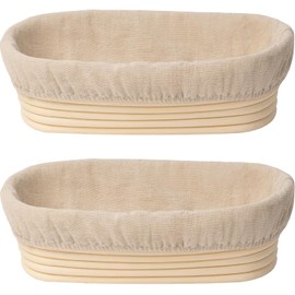 KIKCOIN Banneton Bread Proofing Basket, 12 Inch Oval Sourdough Bread Baking Supplies, Sourdough Proofing Basket Set of 2, Sourdough Starter Kit for Home Baking