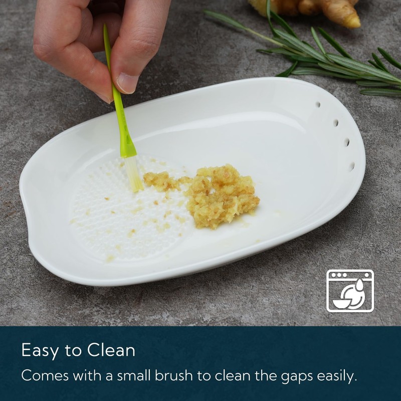 KITCHENDAO 3 in 1 Porcelain Ginger Grater Tool Spoon Rest