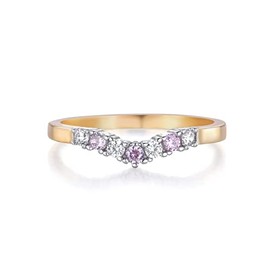 Ladies Wedding/Engagement 9 Carat Gold on Solid Sterling 925 Silver Pink and White Sapphire Wishbone Ring Sizes K to U (R)