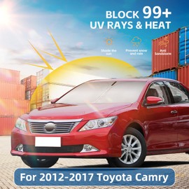 Windshield Sun Shade for Toyota Camry 2012-2017 Double Layer 240T Front Window Shade Custom Fit Camry Sun Visor Foldable Shade Blocks UV Rays Summer Must Have Car Accessories