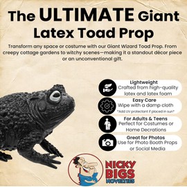 Nicky Bigs Novelties Morph Giant Rubber Black Witches Toad Halloween Prop Decoration Large Frog Statue Figure 10 Inches Long