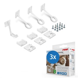 Reer Cabinet and Drawer Lock Internal Conforms to DIN EN 169482017 Child Lock Easy Attachment with Included Mounting Aid White Pack of 3