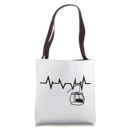 Ski Lift Heartbeat Design Skier, Skiing Tote Bag