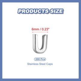 PATIKIL 200Pcs 6mm 1/4inch Spiral Boning Sewing Tips for, Stainless Steel Spiral Corset Boning Tips Covers End Cap for Costume Bridal Dress