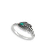 Simulated Turquoise Oxidized Feather Ring .925 Sterling Silver Tree Leaf