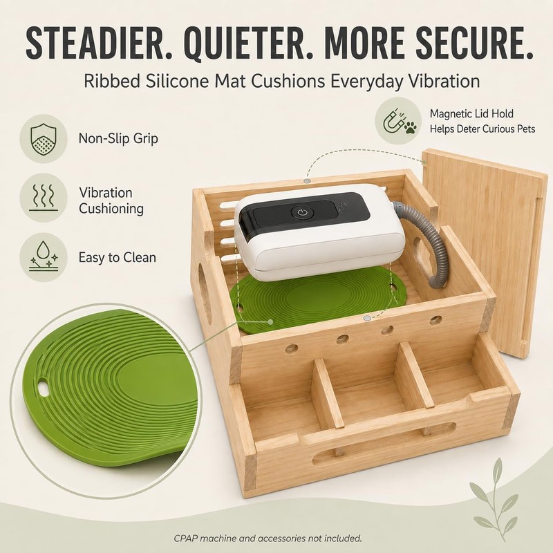 Wooden CPAP Organizer for Nightstand, Compatible with ResMed AirSense 10