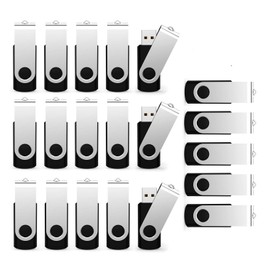 Maspen 20 Pack 4GB Bulk USB 2.0 Flash Drives Thumb Drive Swivel Memory Stick JumpDrive, Black, 4 GB, 20 Pieces