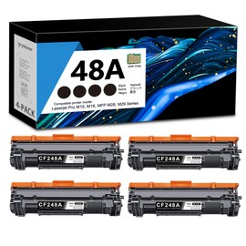 48A Toner Cartridge Black 4 Pack (with CHIP) | 48 A Toner Replacement for HP48A CF248A Compatible with Laserjet Pro M15a M15w, MFP M28a M28w, MFP M29w, MFP M30w, MFP M31w Printer | 48A CF248A Toner