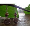 ♥ Floral robust disc and mottled wood ♥ Small earrings