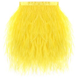 SOGUGOM 1.5Ply Yellow Ostrich Feather Trim - 2Yards 4-5Inch Feathers Fringe Ribbons Trim for Sewing, Dress, Hat Decoration, Craft Projects, Masquerade, Holiday Dance Parties(Yellow)
