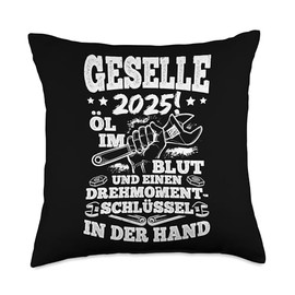 GESELLE 2025! OIL IN THE BLOOD AND A TORQUE WRENCH Throw Pillow