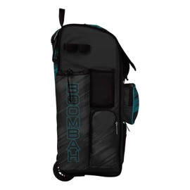 Boombah Rolling Superpack 2.0 Scratch Baseball/Softball Gear Bag - 23-1/2" x 13-1/2" x 9-1/2" - Black/Teal - Telescopic Handle - Holds 4 Bats - Wheeled Version