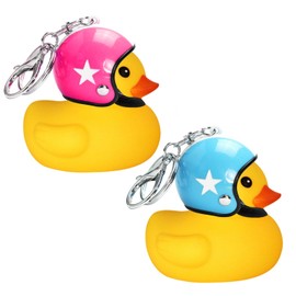 arrderly 2 Pieces Duck Duckling Charm Keyring Key with Helmet, Animal Pendant Rhinestone Keyring Car Bag Charm Gift for Women & Men