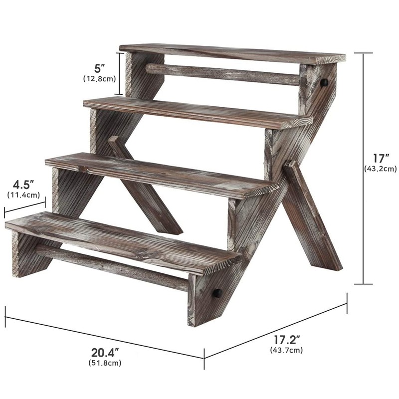 J JACKCUBE DESIGN Rustic Wood Display Stand, 4 Tier Cupcake