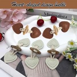 RXKFIGX 8 Pairs Leather Toggle Clasps Faux Leather Toggle Buttons Sewing Buttons Replacement Buttons Knitwear Trench Coat Resin Buttons Coat Buttons Backpack Buttons Notebook Buttons White Brown