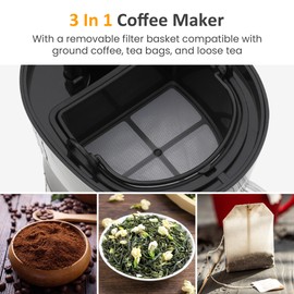 HEYNEMO Iced Coffee and Tea Maker with Reusable Coffee Filter and Portable 20oz Double Insulated Cups, Single Serve Machine for Home, Strength Control for Flavor, Black